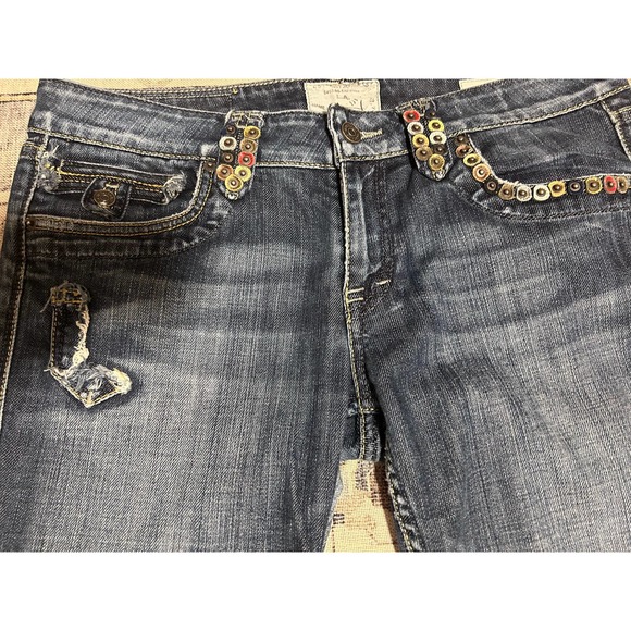 RARE Taverniti Janis 18 Jeans Medium Wash Colorful Embellished Bootcut Size 31 - Picture 6 of 6